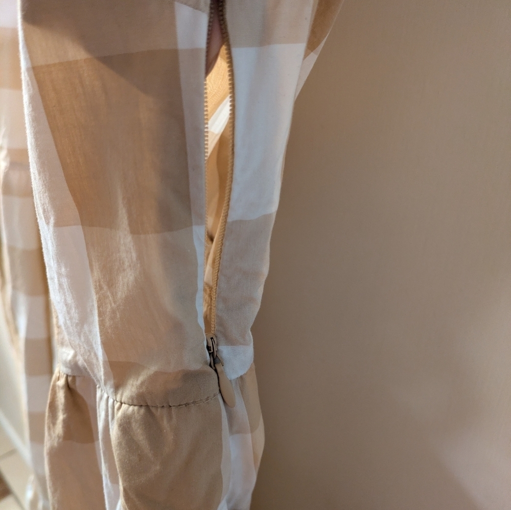 Who What Wear Plaid Midi Dress - Tan and White - Picture 4 of 5